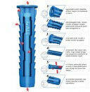 Rawlplug DÜBEL 4ALL-10 . . . . Rawlplug nagyteljesítményű univerzális nylon dübel 10*50 mm (50db/doboz)