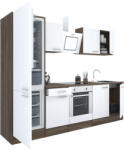 Leziter Yorki 270 konyhablokk yorki tölgy korpusz, selyemfényű fehér front alsó sütős elemmel alulfagyasztós hűtős szekrénnyel (L270YFH-SUT-AF)