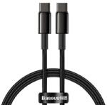 Baseus TUNGSTEN GOLD adatkábel (Type-C - Type-C, 100W, PD gyorstöltő, 200cm, törésgátló) FEKETE