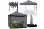 MalTec Kerti sátor pavilon, Maltec, Sunwaal 3x3, Vízálló, 3 fal, Állítható magasság 280-310 cm, 6 elemes készlet, Szürke szín