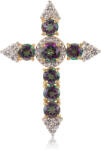  Kereszt Arannyal Bevont Ezüst Medál Misztikus Topázzal és Fehér Topázzal, ROS790
