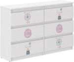  Ifjúsági 6 fiókos Komód 120cm - Boho maci - fehér