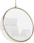 TEMPO KONDELA Függő fotel, átlátszó/arany/fehér, BUBBLE NEW TYP 1