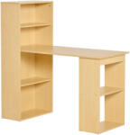 HomCom íróasztal polccal , természetes fából, 120 x 55 x 120 cm, barna