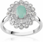  Ezüst Gyűrű Brazil Smaragddal és Fehér Topázzal - pepita - 70 830 Ft