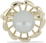  Arannyal Bevont Ezüst Gyűrű Fehér Édesvízi Kagylógyönggyel, Y61526/59