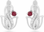  Elegáns Ezüst Fülbevaló Thai Rubinnal és Cirkónia Kövekkel