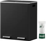 SONGMICS Légmentes Fém Pedálos Dupla Szemetes 2x30 L, 15 Szemeteszsákkal, Fekete