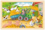 Goki Puzzle din lemn in rama Goki - Tractor mic (57420) Puzzle
