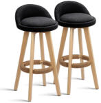 Quasar & Co 2 darabos bárszék szett, Quasar & Co. ®, forgó, 360°-ban forgatható, magas, kárpitozott, konyhai használatra alkalmas, 37x37x80 cm, fa/textil/szivacs, fekete