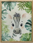  KERETES FALI PLAKÁT EGY KIS ZEBRA ARCÉRŐL, FA, SÖTÉTBANA, 50x70