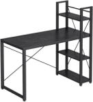 VASAGLE Íróasztal polcokkal, ébenfekete 120x119x60cm