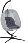 Outsunny tojás alakú függőszék kültéri, összecsukható függő hinta kerettel, ülőpárnák, függőágy 1 fő részére, hintaszék beltéri kültéri, terasz, kert, szürke (DY-P307820)