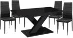 Proda Maasix BKG Étkezőszett - 4 Személyes, Fekete Coleta Székekkel, Magasfényű Fekete