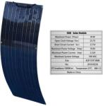 50W rugalmas napelemes panel, nagy hatékonyságú, vízálló kialakítás, 19, 8 V 50W