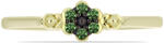  Arannyal Bevont Ezüst Gyűrű - 0.07 Karátos Zöld Gyémánt