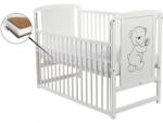 BabyNeeds Baby Needs - Patut din lemn Timmy Ursulet cu laterala culisanta + saltea 10 cm (BOTIM10CM03AL)