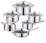  Fazekak és vízforraló készlet HausRoland HR150-1, Rozsdamentes. acél, indukciós, 11 részes, Inox/fekete