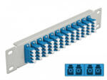 Delock 10 üvegszálas patch panel 12 portos LC Quad kék 1U szürke