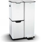 Klarstein Coș de gunoi Tiyo 3 în 1 60 l, 30 l + 17 l + 13 l, sortare deșeuri, închidere silențioasă, capac din oțel inoxidabil (KG28-I-60-white) (KG28-I-60-white) - klarstein Cos de gunoi