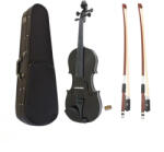  Klasszikus hegedű, fa, 3/4-es DEPOX® méret, két vonóval, fekete, tokkal együtt
