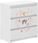  Ifjúsági 3 fiókos Komód - Cica - fehér