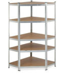  Fém Sarokpolc - 5 Polcos - 181x128x92 cm - Ezüst