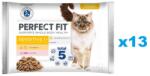 Perfect Fit Sensitive 1+ tasakok 52x85 g teljes értékű nedves eledel felnőtt macskáknak, csirkemártással, lazaccal
