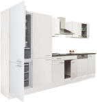 Leziter Yorki 340 konyhablokk fehér korpusz, selyemfényű fehér fronttal polcos szekrénnyel és alulfagyasztós hűtős szekrénnyel (L340FHFH-PSZ-AF)