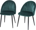 HomCom 2 db Ebédlőszék Szett, Kárpitozott Ívelt Háttámla Karfa Nélkül, 50 x 54 x 79 cm, Zöld