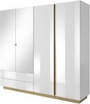TEMPO KONDELA Szekrény tükörrel, fehér/grandson tölgy/fehér magasfényű, CITY - mindigbutor