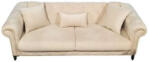  Vintage Bársony Kanapé - Krém - 230x95x85 cm