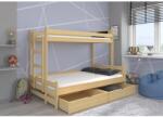 ADRK Háromszemélyes emeletes ágy matraccal BENITO 200x80, Természetes fenyő - mindigbutor