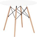 TEMPO KONDELA Étkezőasztal, fehér/bükk, átmérő 90 cm, GAMIN 2 NEW 90 - mindigbutor