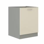 TEMPO KONDELA Alsó szekrény, krémszínű magas fényű fehér, PRADO 60 D 1F ZB - mindigbutor