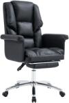 TEMPO KONDELA Irodai szék lábtartóval, fekete ekobőr, RODIK