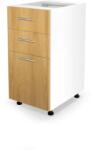 Halmar VENTO D3S-40/82 fiókos alsó szekrény, szín: méz tölgy/fehér - mindigbutor