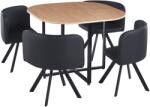TEMPO KONDELA Étkező szett 1+4, tölgy/fekete, BEVIS NEW - mindigbutor