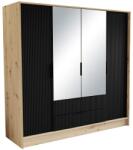 ADRK NOREL 200 tükrös tolószekrény, Artisan, Fekete - mindigbutor