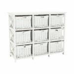 TEMPO KONDELA Komód, fa/vesszőfonás/szövet, fehér, RAFAELLO 9 - mindigbutor