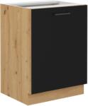 TEMPO KONDELA Alsó konyhaszekrény, matt fekete/artisan tölgy, MONRO 60 D 1F BB - mindigbutor - 31 400 Ft