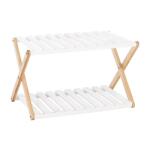 TEMPO KONDELA 2 polcos állvány, természetes bambusz/fehér, PEORIA TYP 1