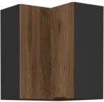 TEMPO KONDELA Felső sarokszekrény okapi dió/fekete, MENZO 60x60 GN-72 2F - mindigbutor