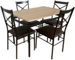 TEMPO KONDELA Étkezőgarnitúra 1+4, sonoma tölgy/fekete/barna, NAREN - smartbutor
