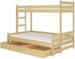 ADRK BENITO 200x90 háromszemélyes emeletes ágy, Természetes Fenyő - smartbutor