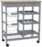 TEMPO KONDELA Tálalókocsi, szürke/természetes, BARABE - smartbutor