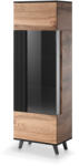 Halmar RANDOM W-1 vitrin, szín: wotan tölgy/fekete - smartbutor