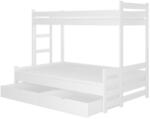 ADRK BENITO 200x90 háromszemélyes emeletes ágy, Fehér - smartbutor