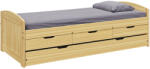 TEMPO KONDELA Ágy kihúzható pótággyal, természetes, tömörfa, 90x200, MARINELLA NEW - smartbutor