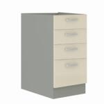 TEMPO KONDELA Alsó szekrény, krémszínű magas fényű fehér, PRADO 40 D 4S - mindigbutor